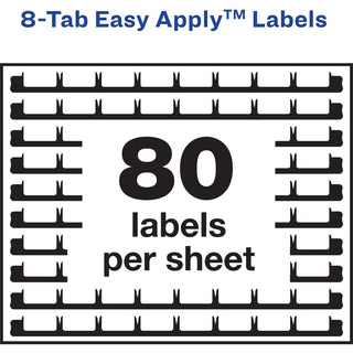 Avery 8 Tab Easy Print & Apply Clear Label Sheet Refills (11226) - Inkjet, Laser - Clear - Plastic - 3 Total Sheets - 30 / Pack