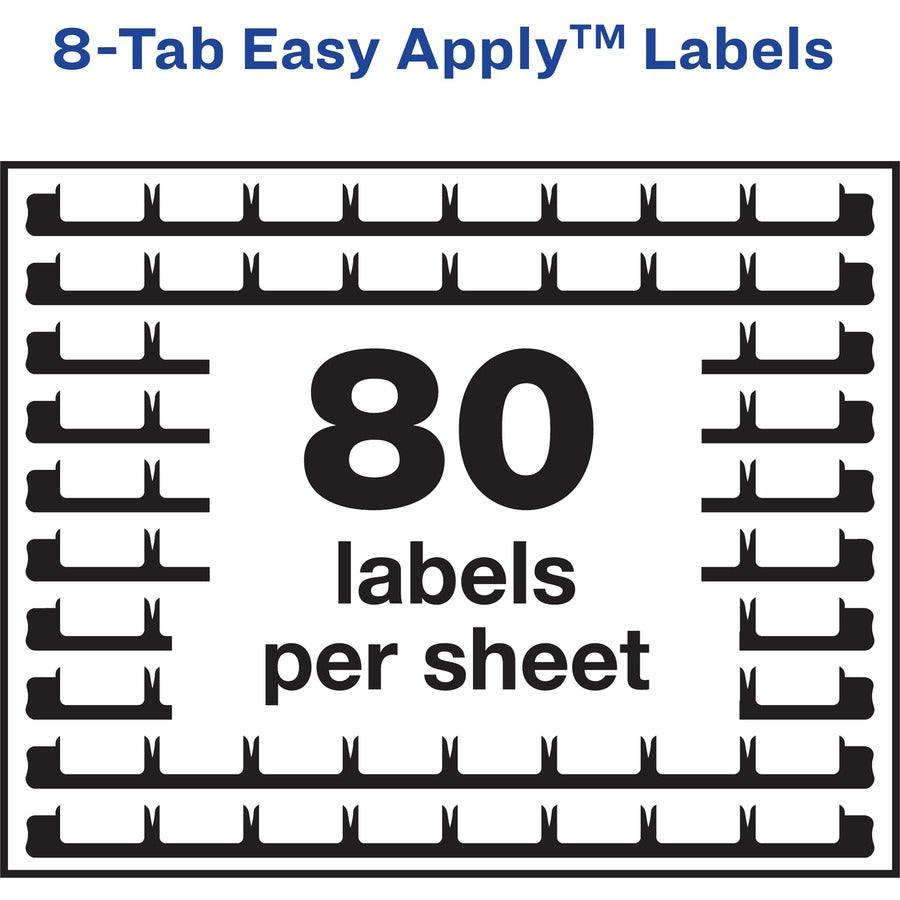 Avery 8 Tab Easy Print & Apply Clear Label Sheet Refills (11226) - Inkjet, Laser - Clear - Plastic - 3 Total Sheets - 30 / Pack