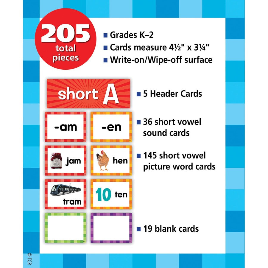 Teacher Created Resources Short Vowels Pocket Chart Cards - Skill Learning: Short Vowels - 205 Pieces - 1 Pack