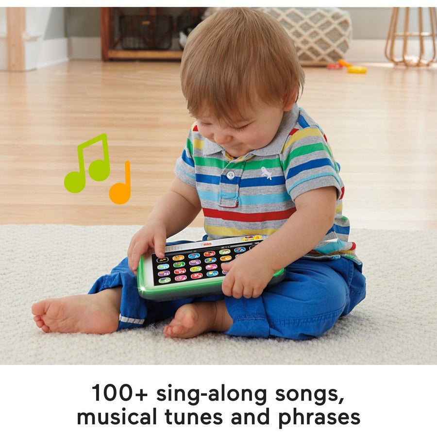 Fisher-Price Pretend Tablet Learning Toy With Lights And Music, Gray, Baby And Toddler Toy - Skill Learning: Music, Light, Sound, Letter, Word, Songs - 1-3 Year - Gray