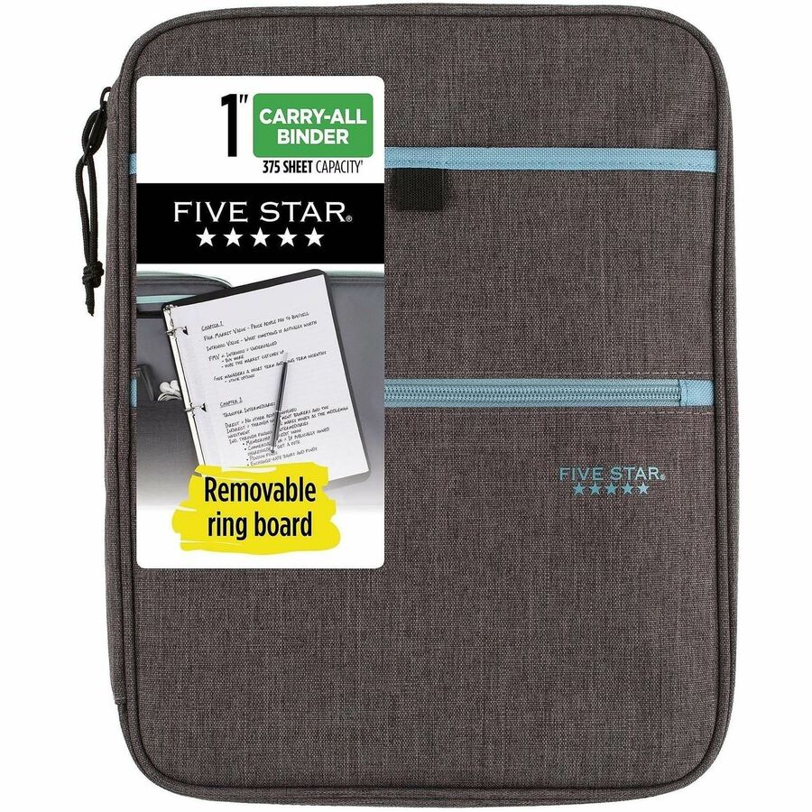 Mead Five Star Carry-All Zipper Binder - 1" Binder Capacity - 225 Sheet Capacity - 3 x Ring Fastener(s) - 4 Divider(s) - Polyester - Multi-colored - Pocket, Punched, Durable, Zipper Closure - 1 Each