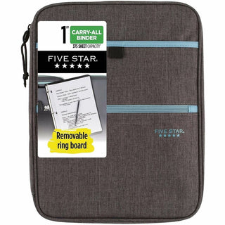 Mead Five Star Carry-All Zipper Binder - 1" Binder Capacity - 225 Sheet Capacity - 3 x Ring Fastener(s) - 4 Divider(s) - Polyester - Multi-colored - Pocket, Punched, Durable, Zipper Closure - 1 Each