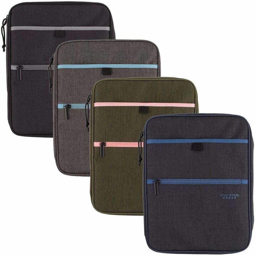 Mead Five Star Carry-All Zipper Binder - 1" Binder Capacity - 225 Sheet Capacity - 3 x Ring Fastener(s) - 4 Divider(s) - Polyester - Multi-colored - Pocket, Punched, Durable, Zipper Closure - 1 Each