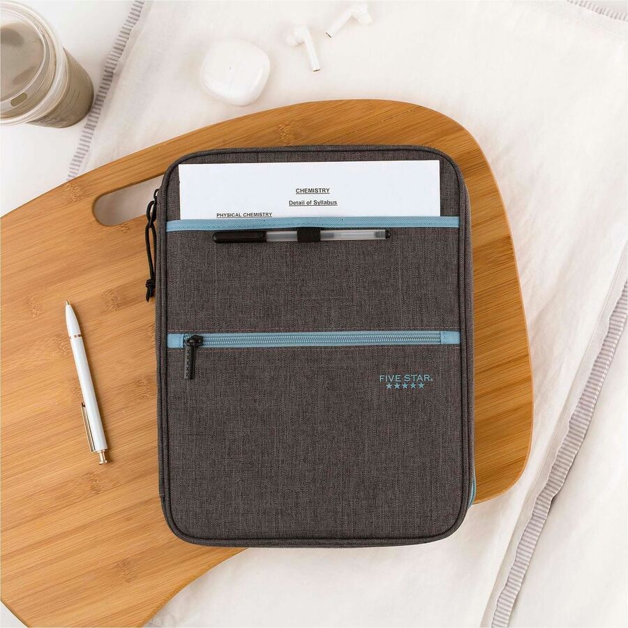 Mead Five Star Carry-All Zipper Binder - 1" Binder Capacity - 225 Sheet Capacity - 3 x Ring Fastener(s) - 4 Divider(s) - Polyester - Multi-colored - Pocket, Punched, Durable, Zipper Closure - 1 Each