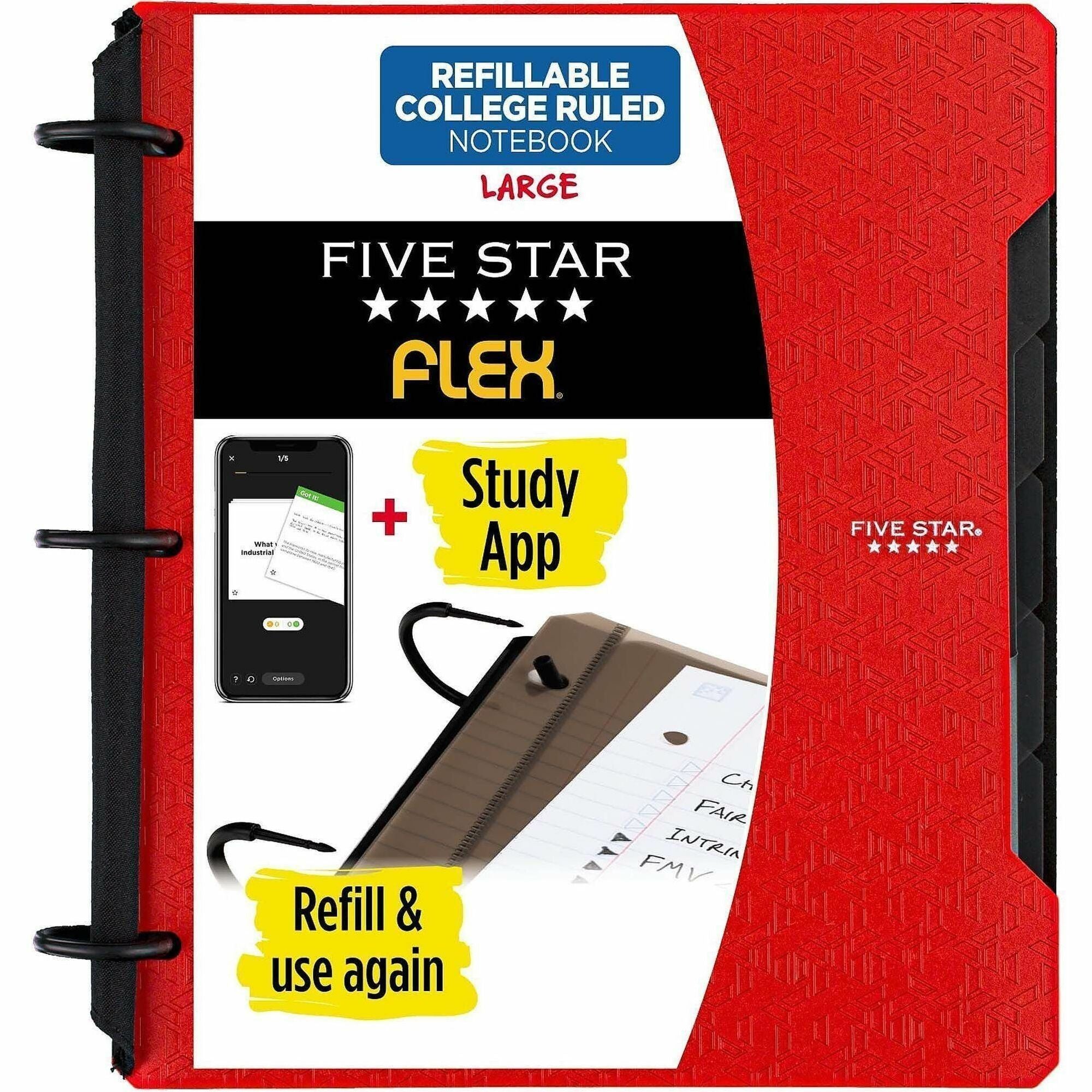 FLEX Notebinder, 5-Subject, Medium/College Rule, Randomly Assorted Cover Colors, (60) 11" x 8.5 Sheets