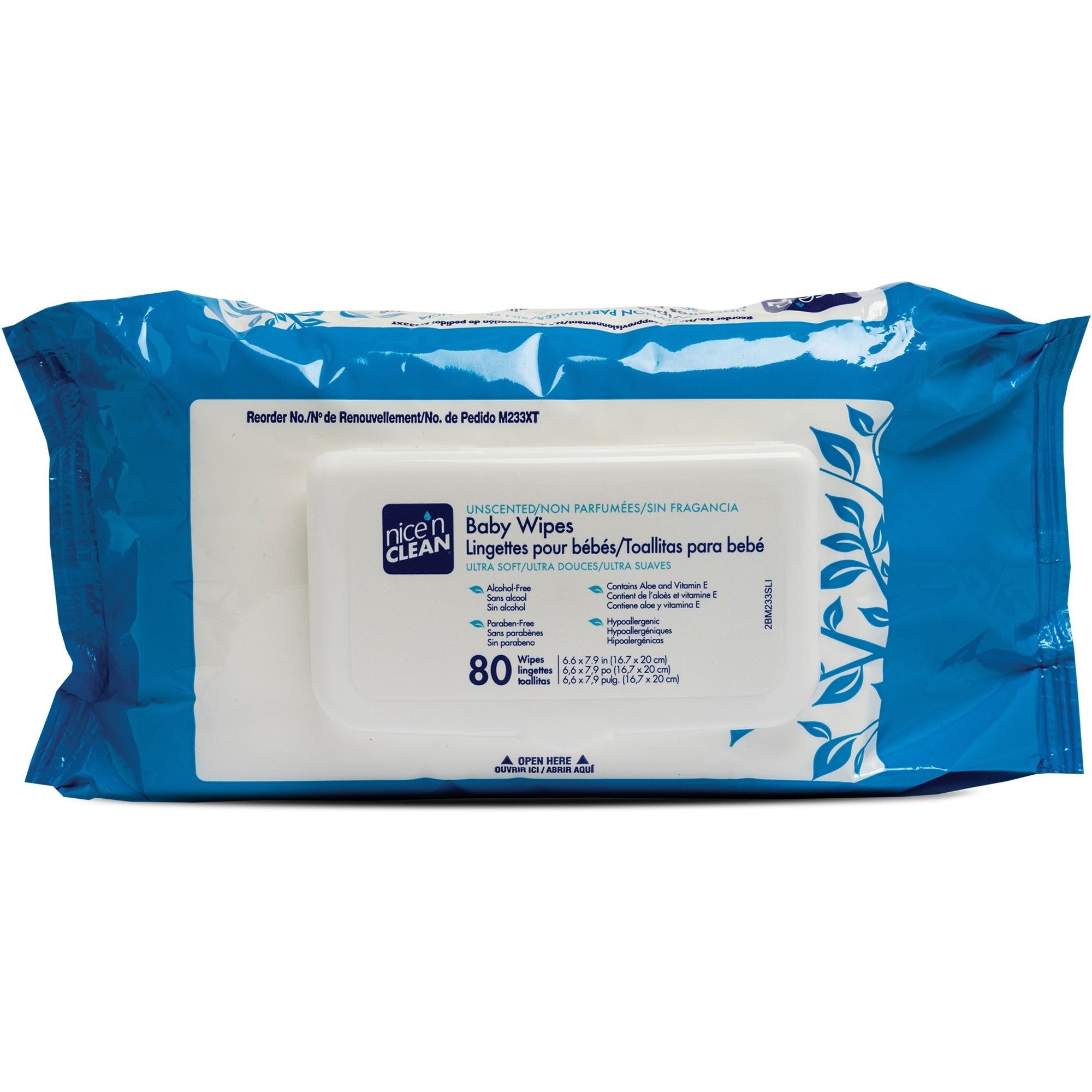 PDI Nice'n Clean Baby Wipes - 7.90" x 6.60" - Blue - Paraben-free, Latex-free, Resealable, Alcohol-free, Hypoallergenic, Moist - For Skin - 80 Per Pack