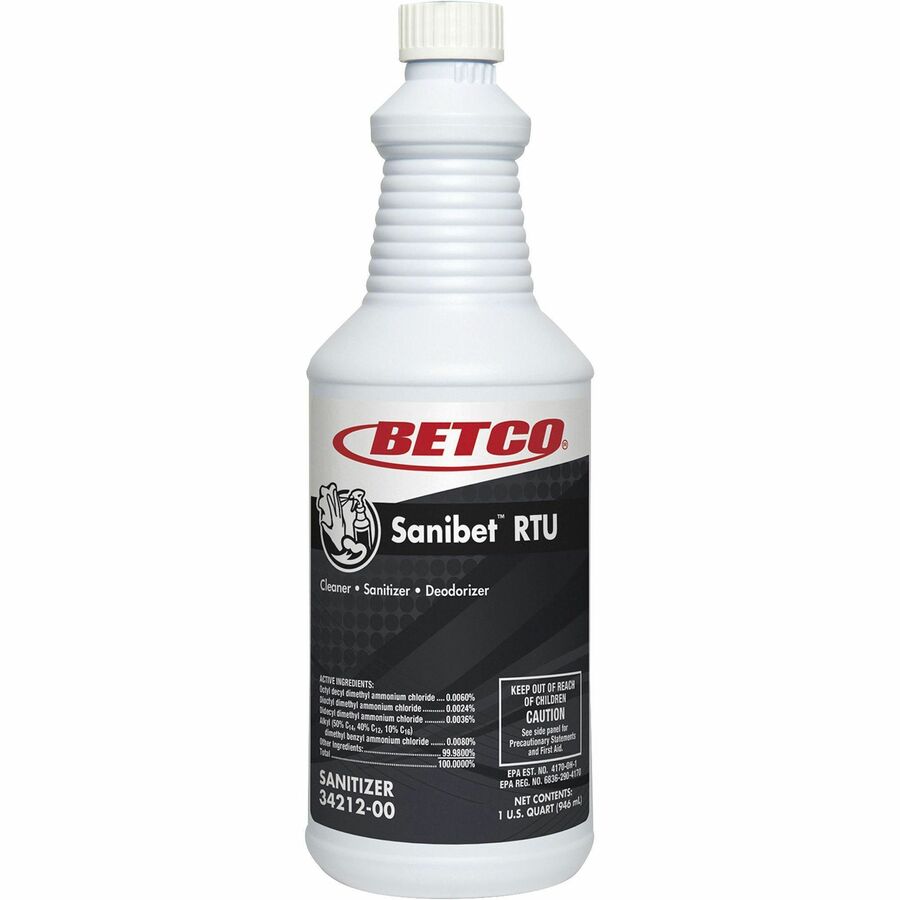 Betco Sanibet RTU Cleaner - Ready-To-Use Spray - 32 fl oz (1 quart) - 12 / Carton - Yellow - 3