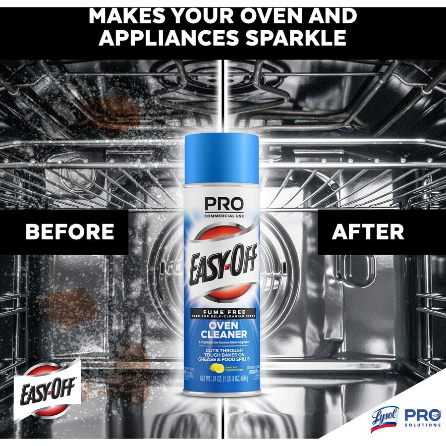 Professional Easy-Off Fume Free Over Cleaner - 24 oz (1.50 lb) - Lemon Scent - 6 / Carton - Fume-free - White