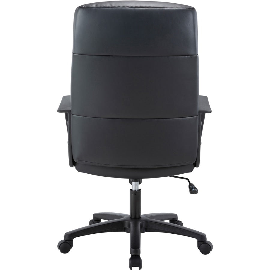 Lorell High-Back Bonded Leather Chair - Black Bonded Leather Seat - Black Bonded Leather Back - High Back - Armrest - 1 Each