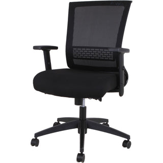 Lorell Mid-back Mesh Chair - Black Seat - Black Mesh Back - Mid Back - 5-star Base - Armrest - 1 Each