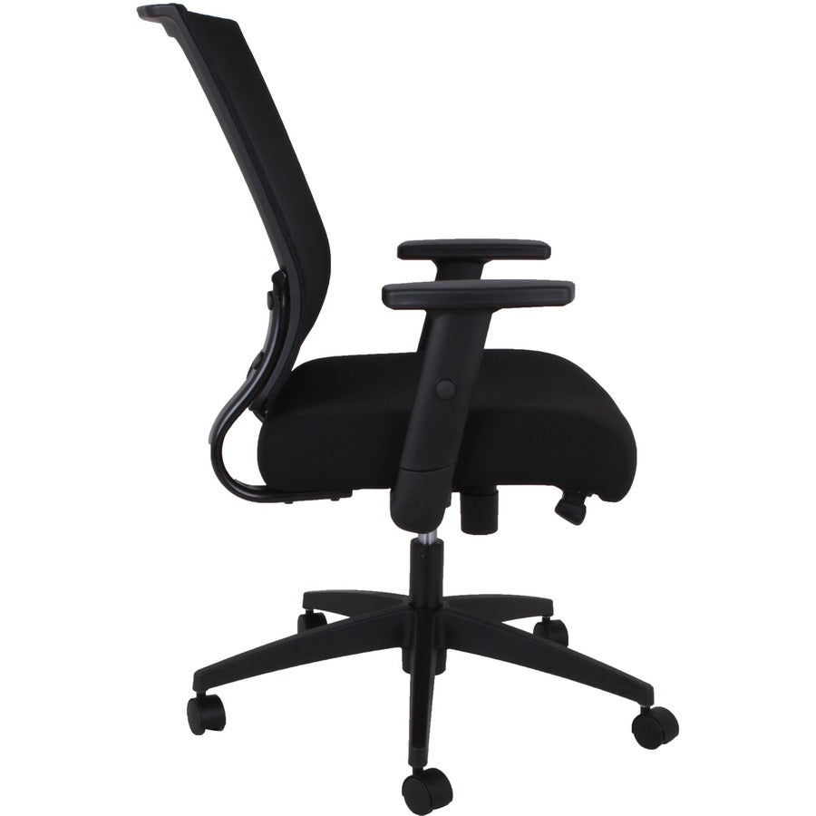 Lorell Mid-back Mesh Chair - Black Seat - Black Mesh Back - Mid Back - 5-star Base - Armrest - 1 Each