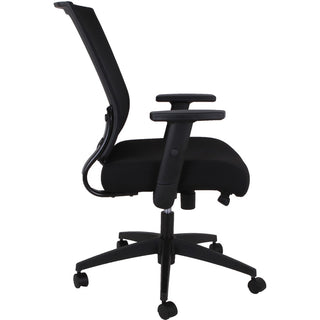 Lorell Mid-back Mesh Chair - Black Seat - Black Mesh Back - Mid Back - 5-star Base - Armrest - 1 Each