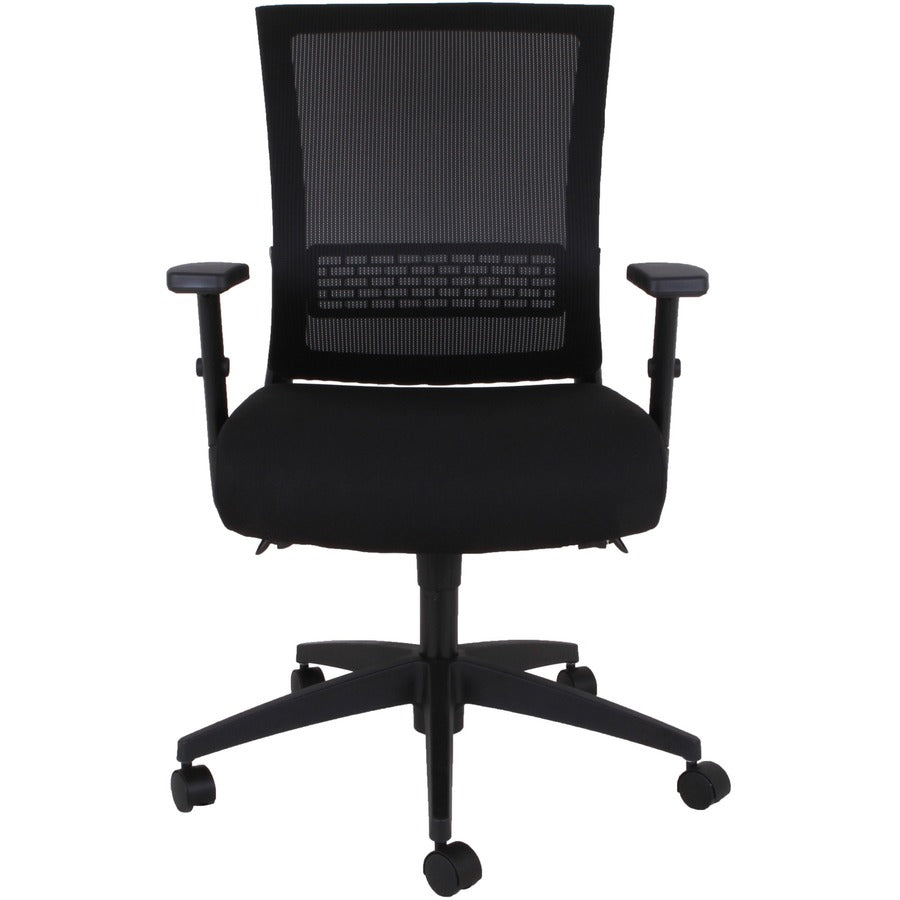 Lorell Mid-back Mesh Chair - Black Seat - Black Mesh Back - Mid Back - 5-star Base - Armrest - 1 Each
