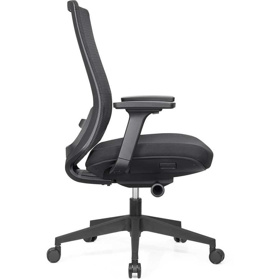 Lorell Mid-back Mesh Chair - Mid Back - 5-star Base - Black - Armrest - 1 Each