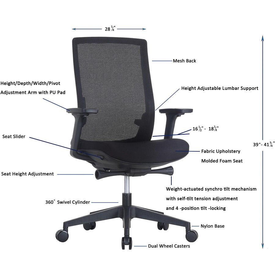 lorell-mid-back-mesh-chair-mid-back-5-star-base-black-armrest-1-each_llr42180 - 7