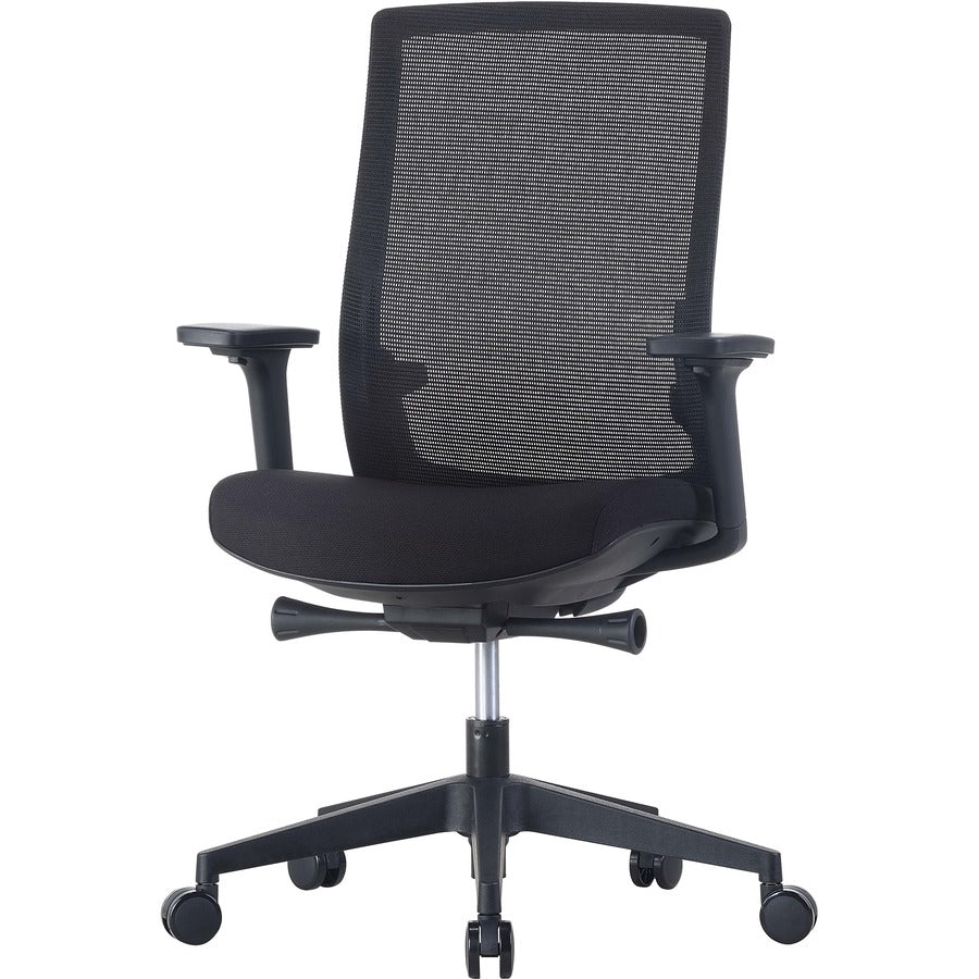 Lorell Mid-back Mesh Chair - Mid Back - 5-star Base - Black - Armrest - 1 Each