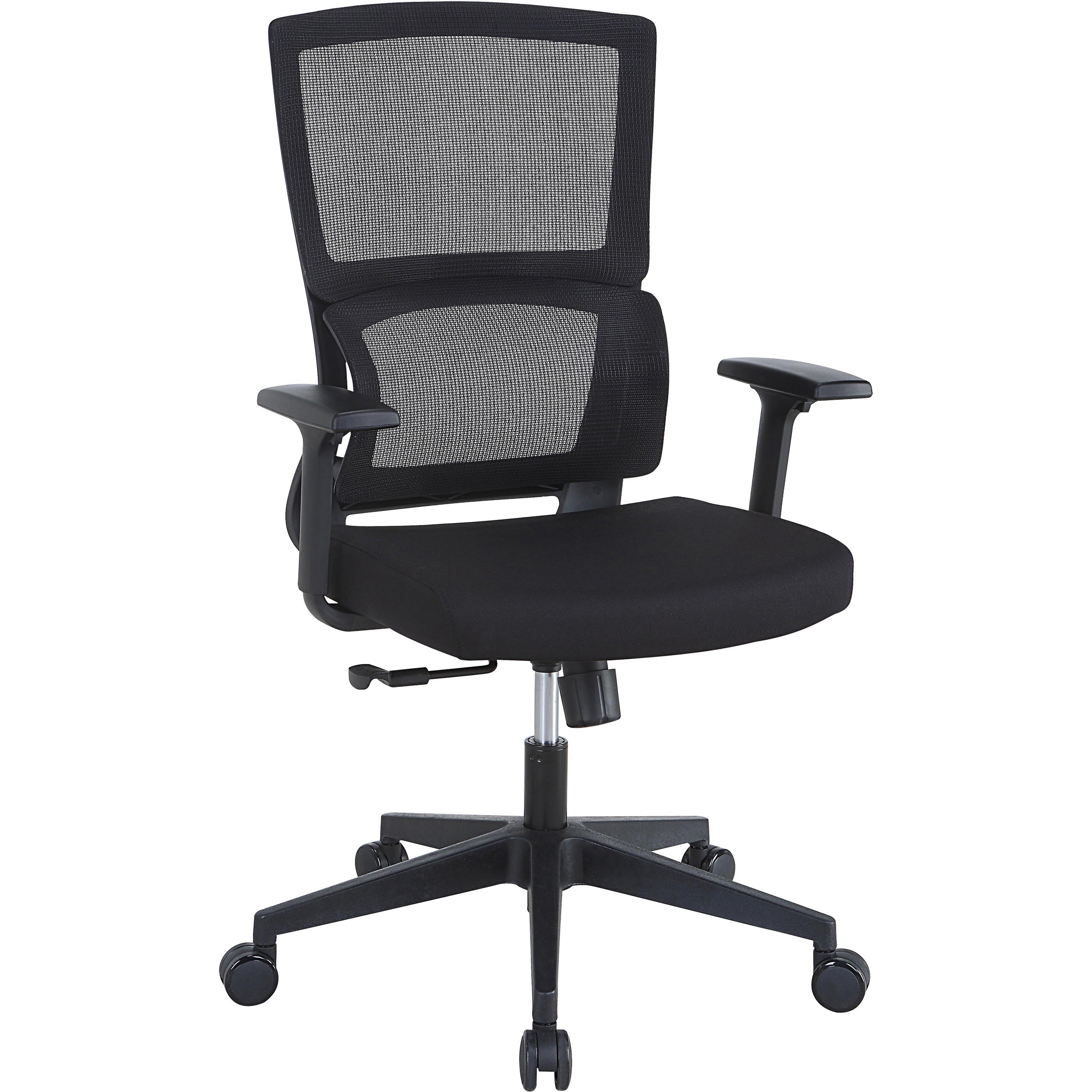 lorell-mid-back-mesh-chair-black-fabric-seat-black-mesh-back-mid-back-5-star-base-armrest-1-each_llr81988 - 1