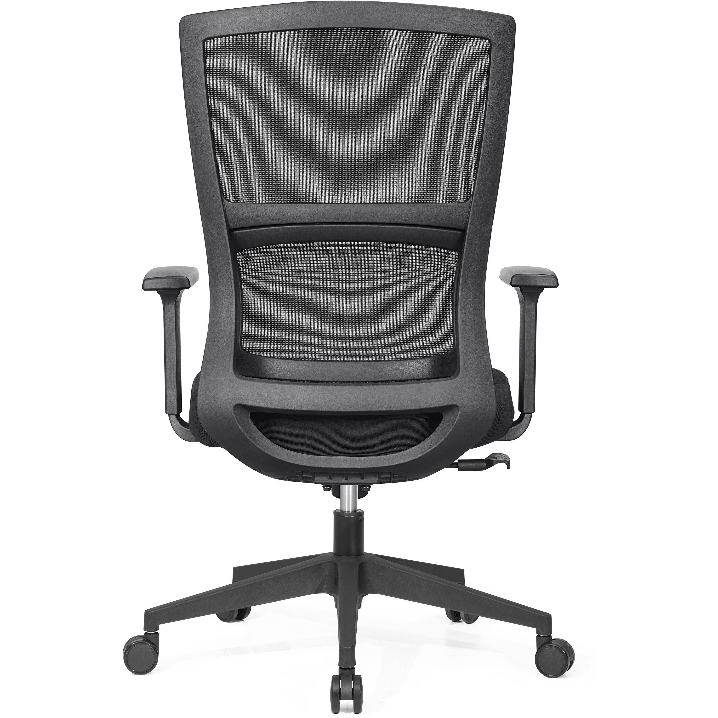 lorell-mid-back-mesh-chair-black-fabric-seat-black-mesh-back-mid-back-5-star-base-armrest-1-each_llr81988 - 5