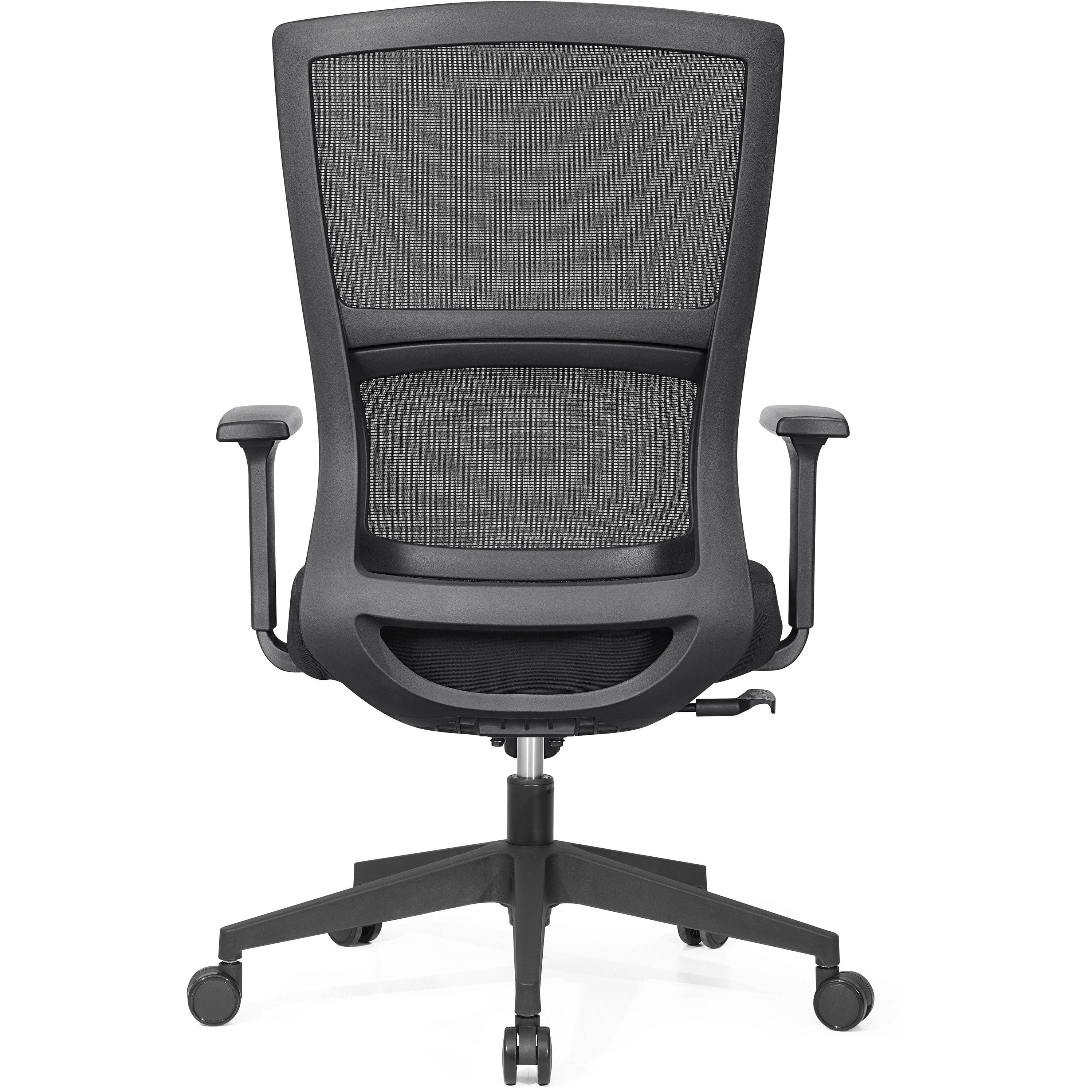 lorell-mid-back-mesh-chair-black-fabric-seat-black-mesh-back-mid-back-5-star-base-armrest-1-each_llr81988 - 5