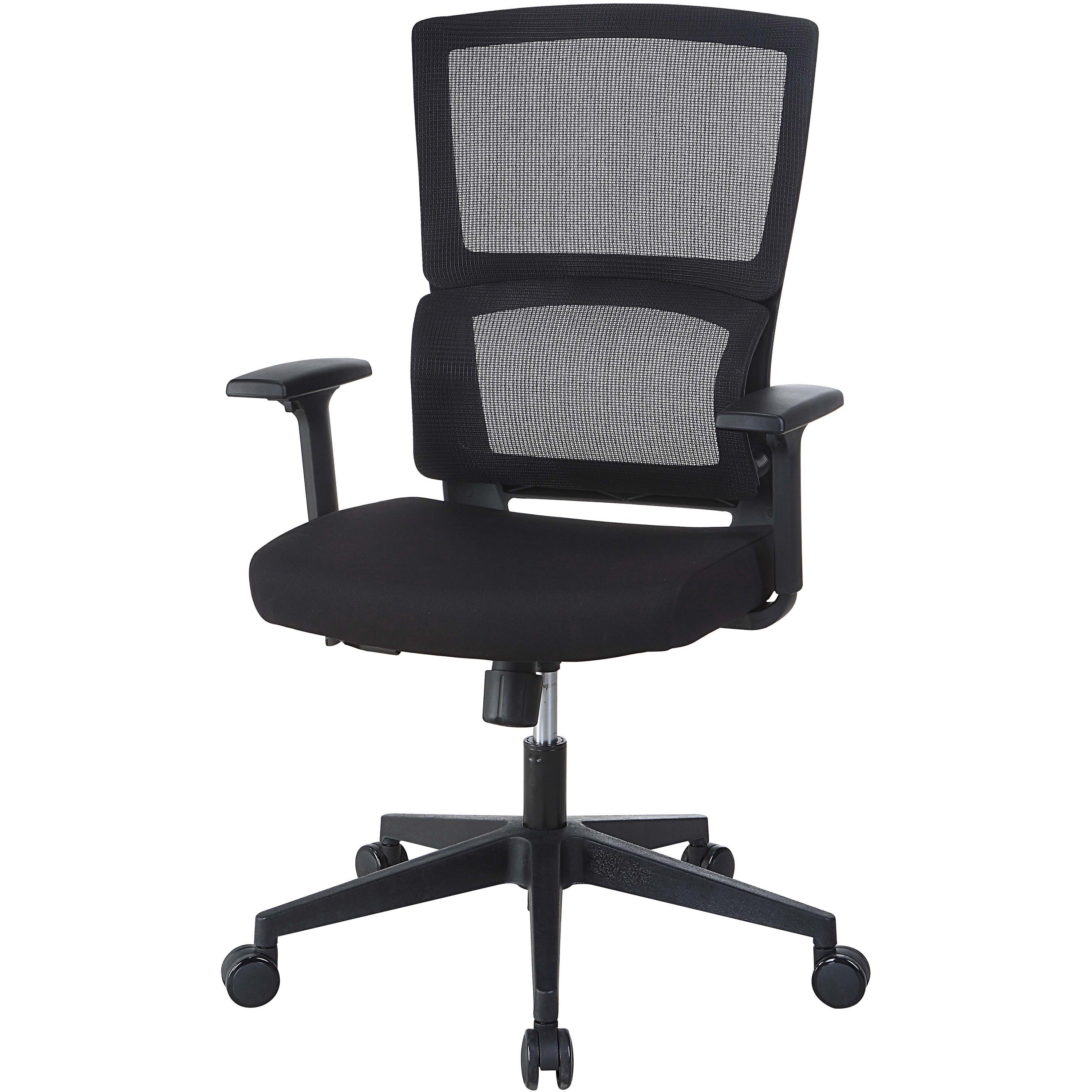 lorell-mid-back-mesh-chair-black-fabric-seat-black-mesh-back-mid-back-5-star-base-armrest-1-each_llr81988 - 4