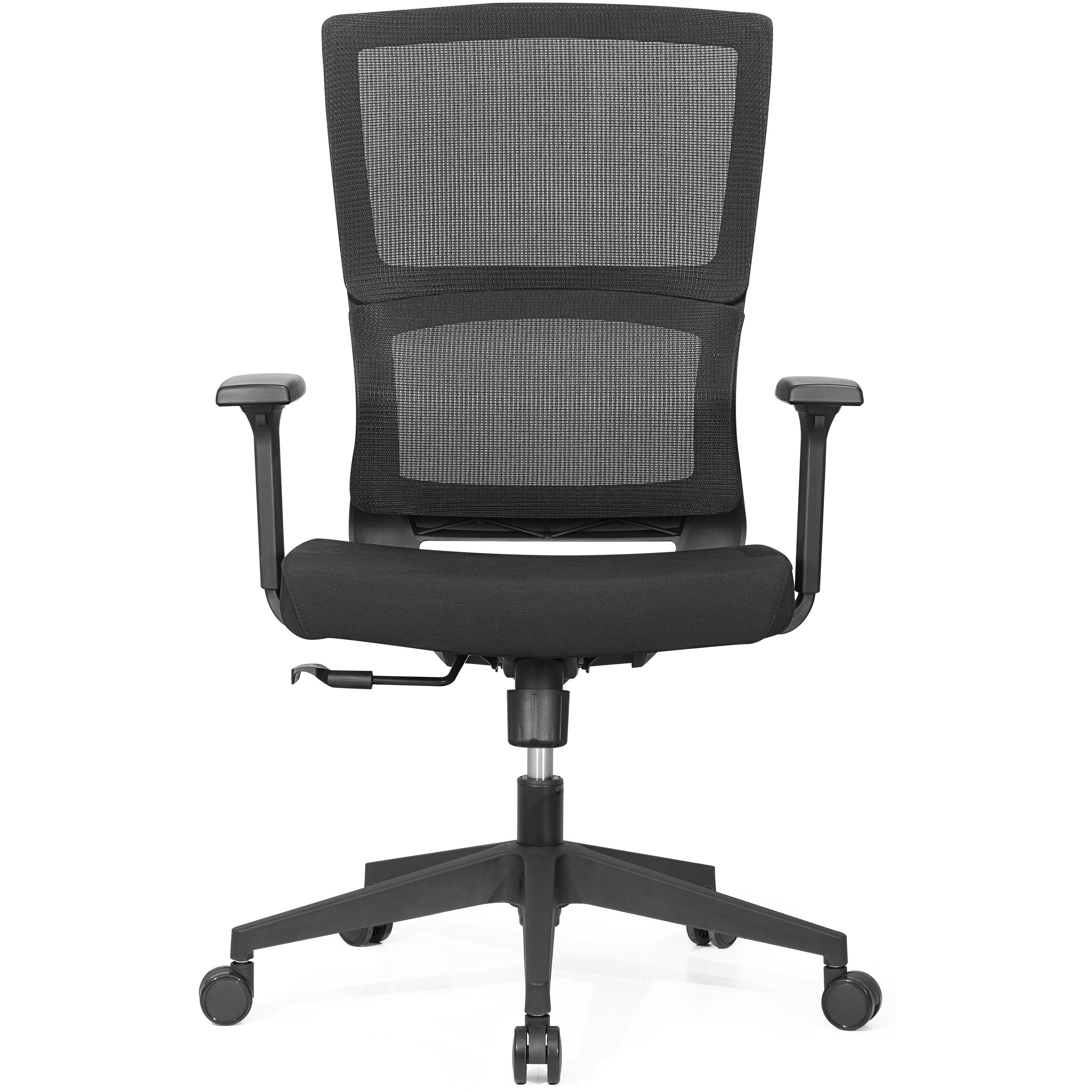 lorell-mid-back-mesh-chair-black-fabric-seat-black-mesh-back-mid-back-5-star-base-armrest-1-each_llr81988 - 3