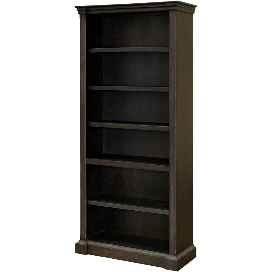 Martin Kingston Office Desking Unit - 38" x 14"78" - 5 Shelve(s) - 4 Adjustable Shelf(ves) - Material: Wood - Finish: Dark Chocolate, Rub Through