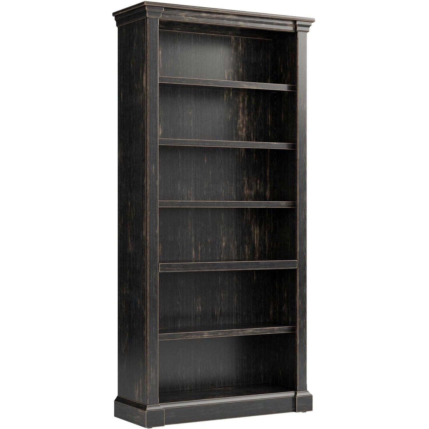 Martin Kingston Office Desking Unit - 38" x 14"78" - 5 Shelve(s) - 4 Adjustable Shelf(ves) - Material: Wood - Finish: Dark Chocolate, Rub Through