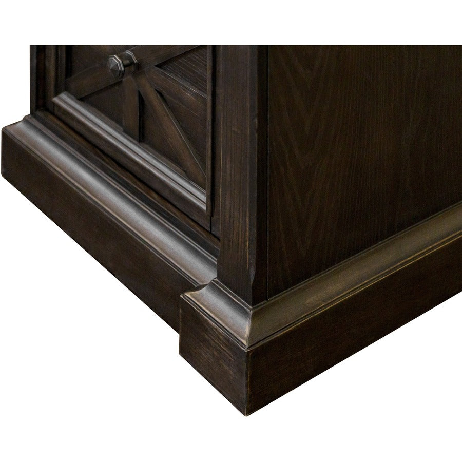 Martin Kingston Office Desking Unit - 66" x 22"30" - 7 x Utility, File Drawer(s) - Material: Wood - Finish: Dark Chocolate, Rub Through
