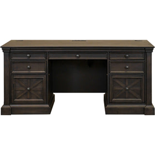 Martin Kingston Office Desking Unit - 66" x 22"30" - 7 x Utility, File Drawer(s) - Material: Wood - Finish: Dark Chocolate, Rub Through