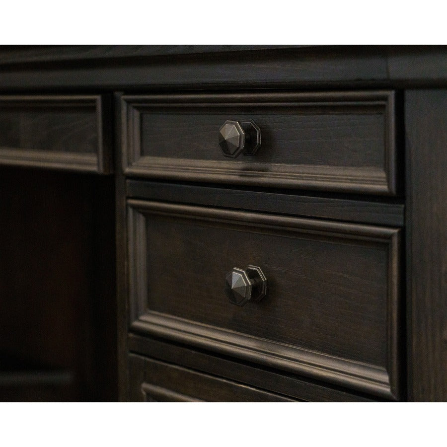 Martin Kingston Desk with Pedestal Box 1 of 2 - 66" x 30"30" - 4 x Utility, File Drawer(s) - Material: Wood - Finish: Dark Chocolate, Rub Through