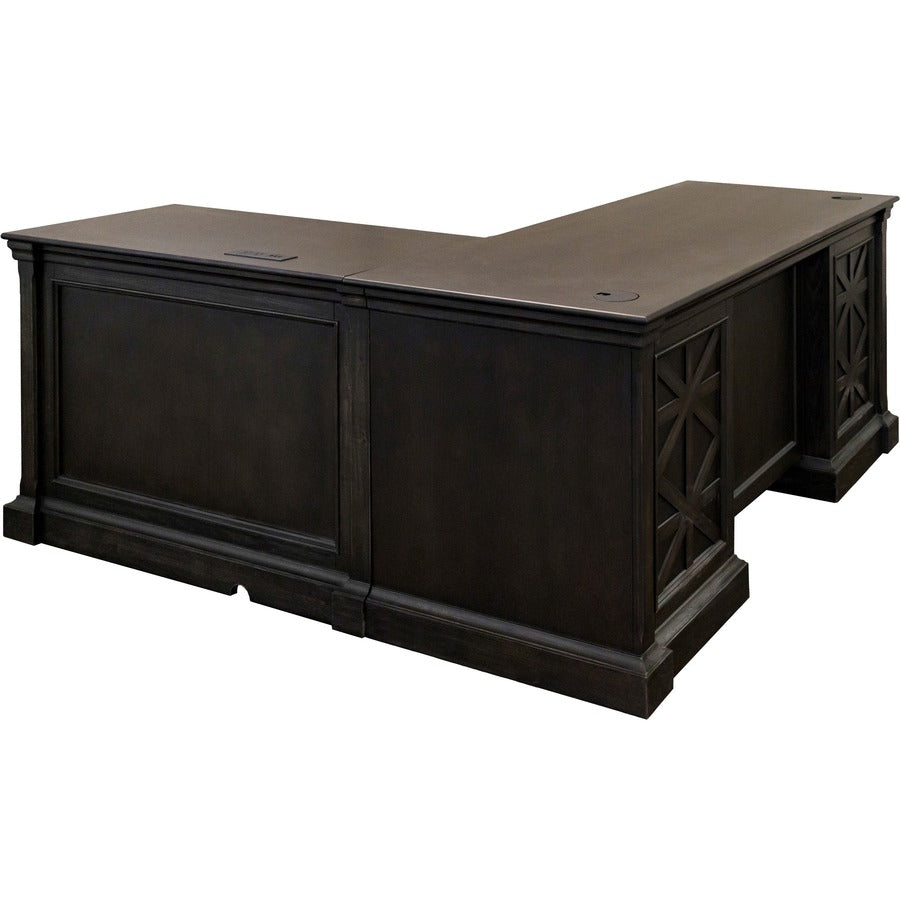 Martin Kingston Desk with Pedestal Box 1 of 2 - 66" x 30"30" - 4 x Utility, File Drawer(s) - Material: Wood - Finish: Dark Chocolate, Rub Through