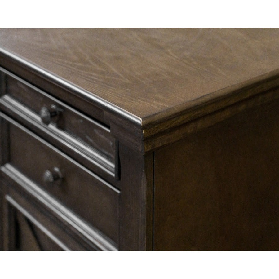 Martin Kingston Office Desking Unit - 66" x 30"30" - 5 x Utility, File Drawer(s) - Double Pedestal - Material: Wood - Finish: Dark Chocolate, Rub Through