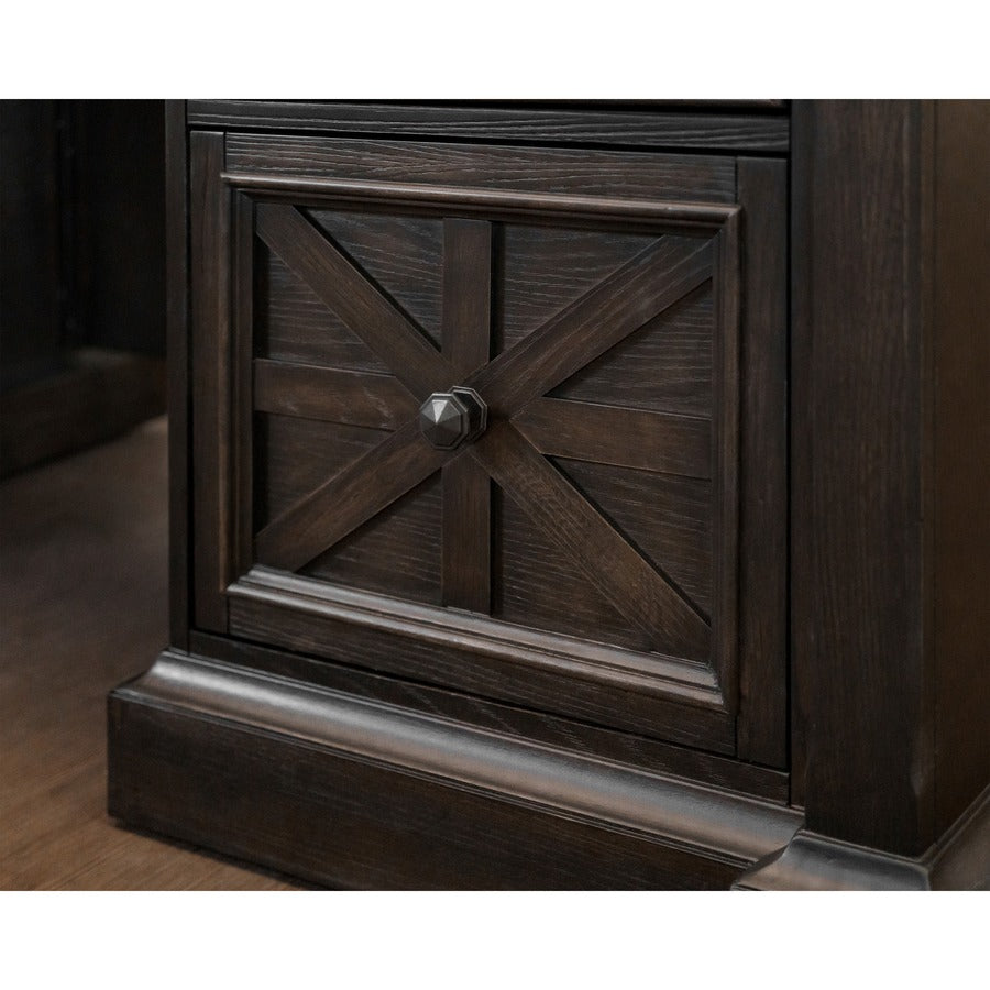 Martin Kingston Office Desking Unit - 66" x 30"30" - 5 x Utility, File Drawer(s) - Double Pedestal - Material: Wood - Finish: Dark Chocolate, Rub Through