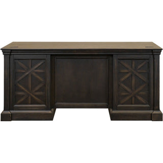 Martin Kingston Office Desking Unit - 66" x 30"30" - 5 x Utility, File Drawer(s) - Double Pedestal - Material: Wood - Finish: Dark Chocolate, Rub Through