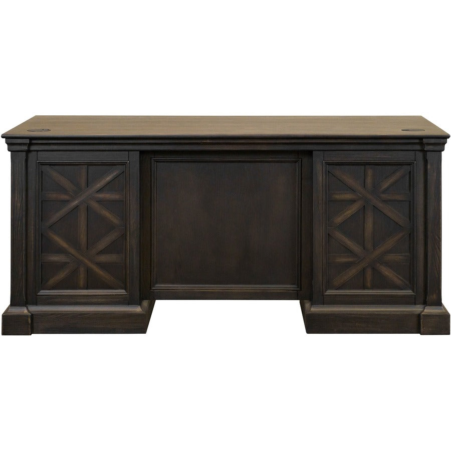 Martin Kingston Office Desking Unit - 66" x 30"30" - 5 x Utility, File Drawer(s) - Double Pedestal - Material: Wood - Finish: Dark Chocolate, Rub Through