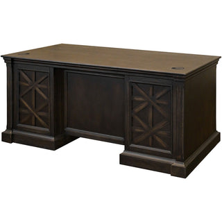 Martin Kingston Office Desking Unit - 66" x 30"30" - 5 x Utility, File Drawer(s) - Double Pedestal - Material: Wood - Finish: Dark Chocolate, Rub Through