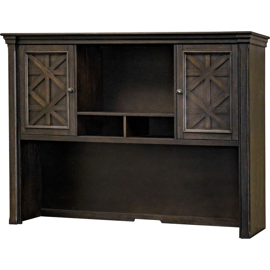 Martin Kingston Office Desking Unit - 66" x 14"48" - 2 Door(s) - 2 Adjustable Shelf(ves) - Material: Wood - Finish: Dark Chocolate, Rub Through