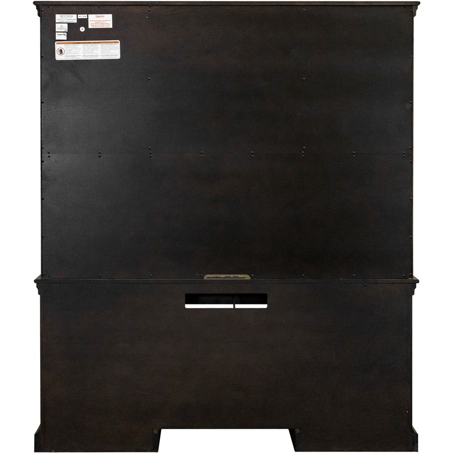 Martin Kingston Office Desking Unit - 66" x 14"48" - 2 Door(s) - 2 Adjustable Shelf(ves) - Material: Wood - Finish: Dark Chocolate, Rub Through