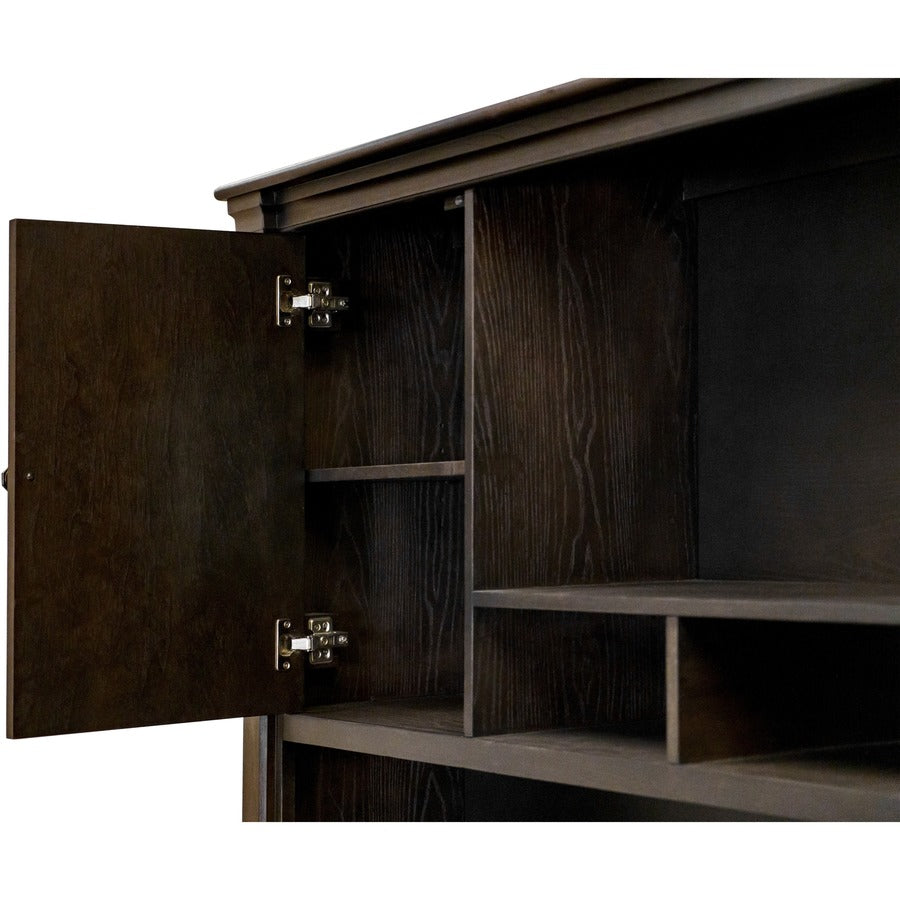 Martin Kingston Office Desking Unit - 66" x 14"48" - 2 Door(s) - 2 Adjustable Shelf(ves) - Material: Wood - Finish: Dark Chocolate, Rub Through