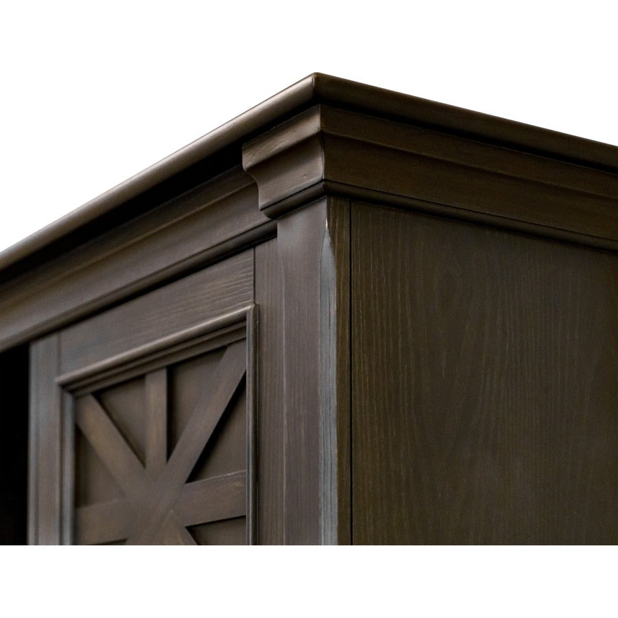 Martin Kingston Office Desking Unit - 66" x 14"48" - 2 Door(s) - 2 Adjustable Shelf(ves) - Material: Wood - Finish: Dark Chocolate, Rub Through