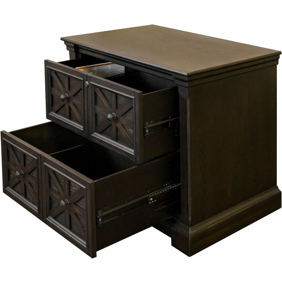 Martin Kingston Office Desking Unit - 36" x 21"30" - 2 x Storage Drawer(s) - Material: Wood - Finish: Dark Chocolate, Rub Through