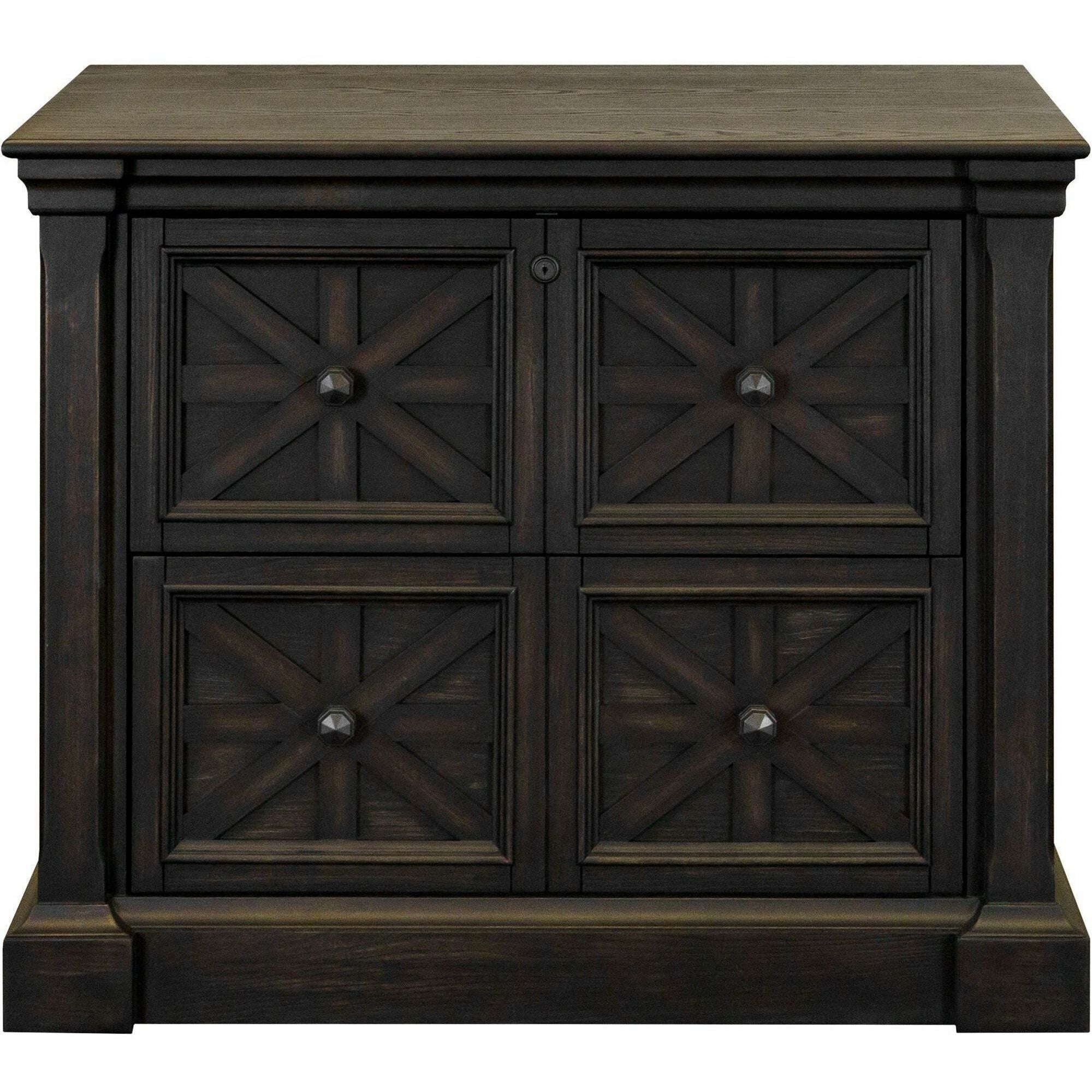 Martin Kingston Office Desking Unit - 36" x 21"30" - 2 x Storage Drawer(s) - Material: Wood - Finish: Dark Chocolate, Rub Through