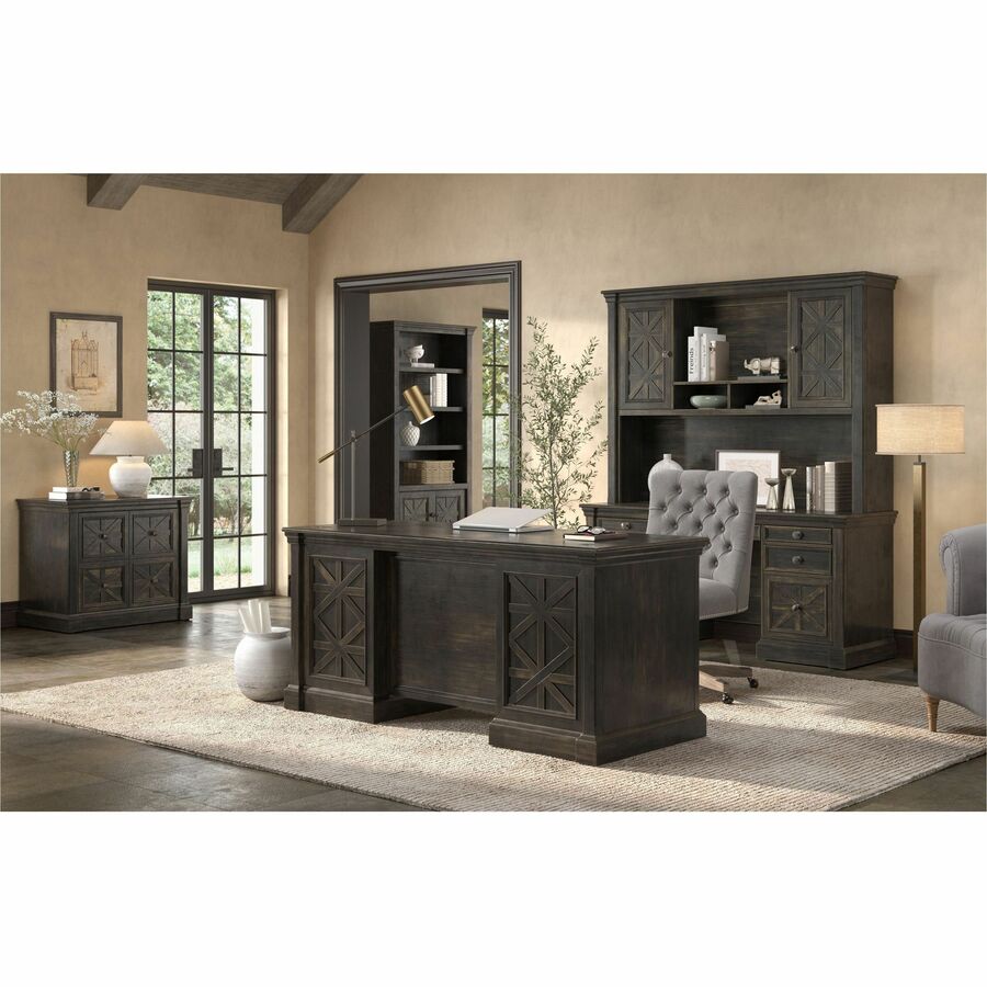 Martin Kingston Office Desking Unit - 36" x 21"30" - 2 x Storage Drawer(s) - Material: Wood - Finish: Dark Chocolate, Rub Through