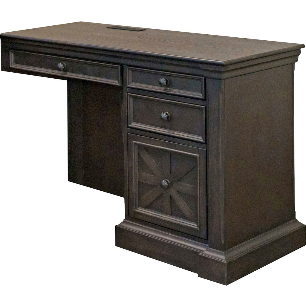 Martin Kingston Return with Pedestal Box 2 of 2 - 44" x 21"30" - 4 x Utility, File Drawer(s) - Material: Wood - Finish: Dark Chocolate, Rub Through