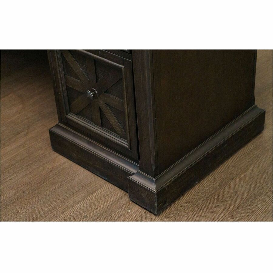 Martin Kingston Return with Pedestal Box 2 of 2 - 44" x 21"30" - 4 x Utility, File Drawer(s) - Material: Wood - Finish: Dark Chocolate, Rub Through