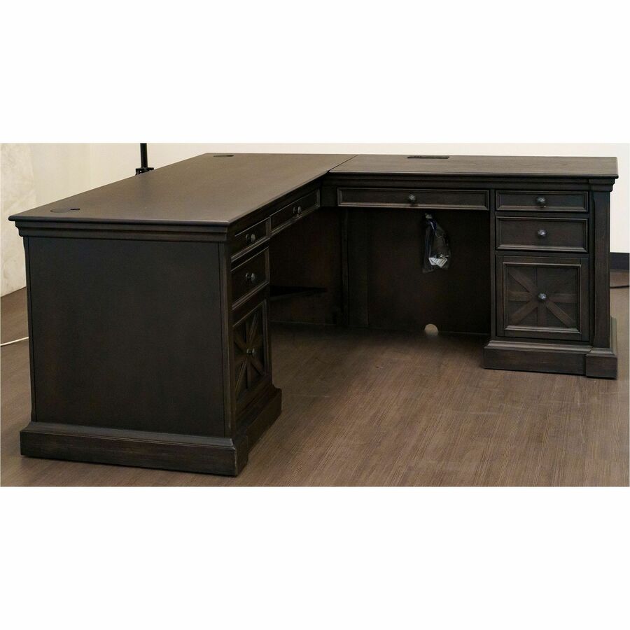 Martin Kingston Return with Pedestal Box 2 of 2 - 44" x 21"30" - 4 x Utility, File Drawer(s) - Material: Wood - Finish: Dark Chocolate, Rub Through