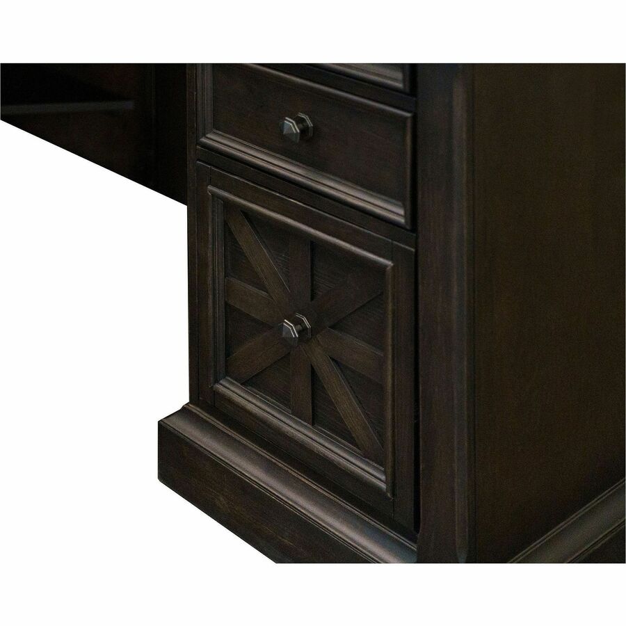 Martin Kingston Return with Pedestal Box 2 of 2 - 44" x 21"30" - 4 x Utility, File Drawer(s) - Material: Wood - Finish: Dark Chocolate, Rub Through