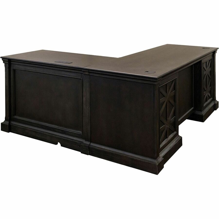 Martin Kingston Return with Pedestal Box 2 of 2 - 44" x 21"30" - 4 x Utility, File Drawer(s) - Material: Wood - Finish: Dark Chocolate, Rub Through