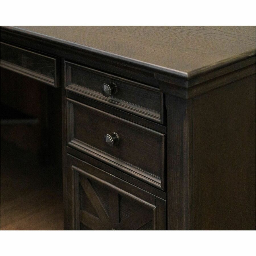 Martin Kingston Return with Pedestal Box 2 of 2 - 44" x 21"30" - 4 x Utility, File Drawer(s) - Material: Wood - Finish: Dark Chocolate, Rub Through