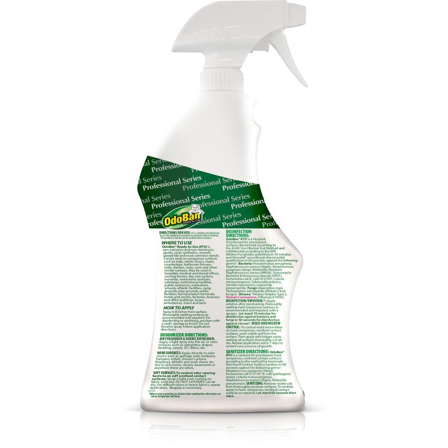OdoBan Eucalyptus Deodorizer Disinfectant Spray - Ready-To-Use - 32 fl oz (1 quart) - Original Eucalyptus Scent - 12 / Carton - Deodorize, Residue-free, Freshen, Mildewstatic - Green